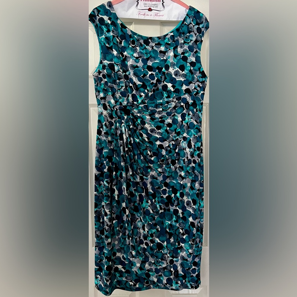 Connected Apparel, teal, grey, and white, size 16, semi-formal dress